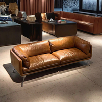 Ensemble de canapés en cuir véritable au design simple pour salon, hôtel, bureau, appartement, usage domestique