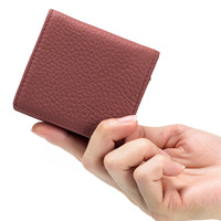 Dompet Mini Gaya Jepang Baru Terbuat dari Kulit Sapi Full-grain Unisex Dompet Koin Kulit Asli Penutup Jepret Ringan dan Kompak