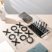 Jeu d'échecs moderne personnalisé pliable en acrylique quatre-en-un avec double plateau pour l'affichage, la décoration intérieure, les jeux de société, les cadeaux et le rangement