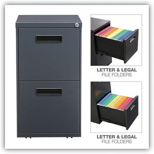 Alera PAFFCH Armoire à dossiers en métal à deux tiroirs, couleur charbon, 14 7/8w x 19-1/8d x 27-3/4h - Product Image 5