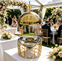 Nouveau chauffe-plat professionnel pour buffet de restaurant, modèle Diamond, 8L, en acier inoxydable doré, à gaz suspendu