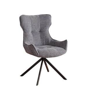 Moderne Bruine Lederen Draaibare Accentstoel Met Hoge Vleugelrug En Metalen Basis Voor Huismeubilair - Product Image 2