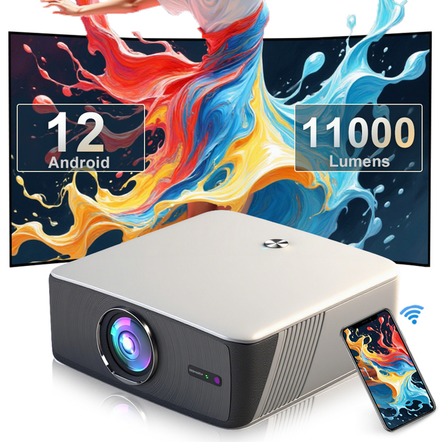 Smart Wifi Wireless 1080p Portable Beamer With Speaker 600 Lumens 4k HD Image Internet Built-In Projector