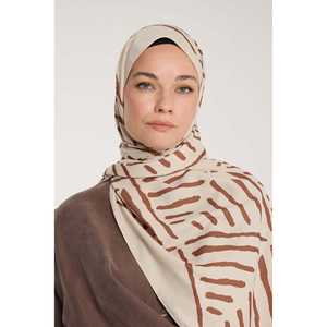 Écharpe en forme de V Pure Tone en beige et marron pour ensembles de chapeaux et de gants - Product Image 3