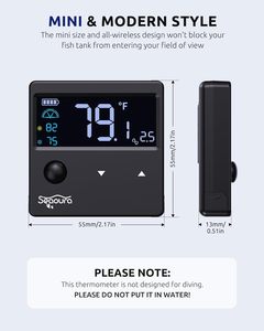 Termômetro Digital para Aquário Seaoura SR-801 com Sensor de Movimento, Display LED e Alarmes com Brilho Ajustável - Product Image 5