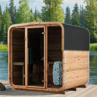 Sauna extérieur en cèdre rouge canadien de qualité supérieure, de grande taille, en forme de cube, avec personnalisation