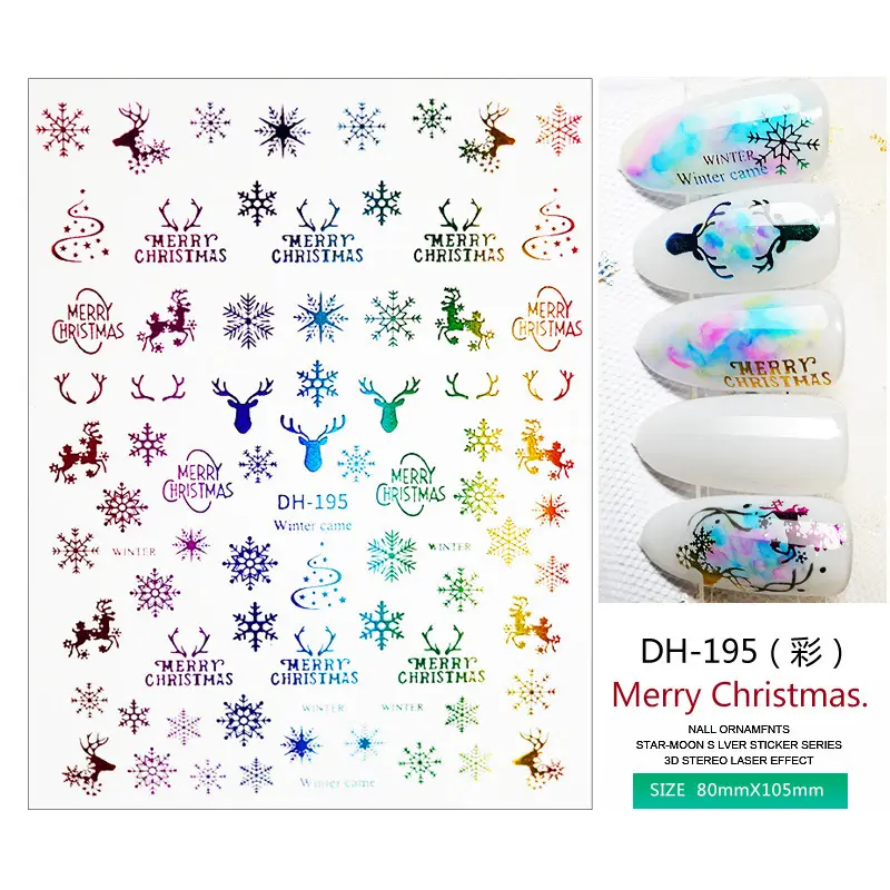 Factory Oem Wholesale 2022 New Nail Art Supplies Adhesive Christmas Nail Stickers And Decals