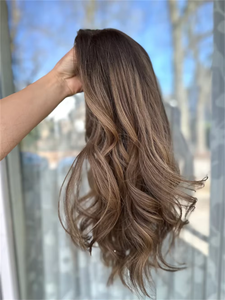 Perruque 100% Cheveux Humains Vierges Européens pour Femmes, Lace Frontale, Raie Libre, Racines Foncées, Mèches Blondes Naturelles, 13x4 - Product Image 5