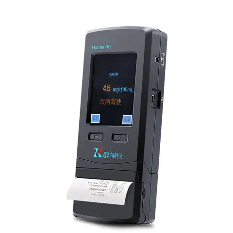 Brandstofcel Professionele Gebruik Touch Lcd Snelle Detectie Alcohol Tester Adem Alcohol Analyzer ZBK-90 Met Bulit-In Printer