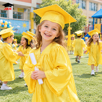 2026 Chapeau et toge de graduation unisexe brillants de haute qualité pour enfants, avec pompon, design classique, pour écoles primaires et maternelles, 12 couleurs et tailles
