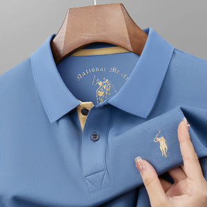 Camisa Clásica de Manga Corta para Hombre, 100% Algodón, Tejido Sólido, para Negocios, Anti-Pilling, con Diseño de Cuello Bordado - Product Image 2