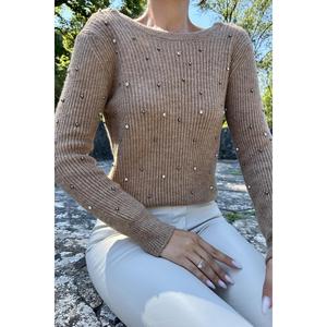 Suéteres de punto con estampado de camello al por mayor, estilo casual, tejidos a mano, mezcla de lana, ropa de invierno con logo frontal - Product Image 2