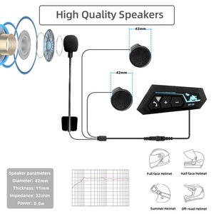 BT22 Motocicleta Capacete <span class=keywords><strong>Intercom</strong></span> Headset BT <span class=keywords><strong>5.0</strong></span> + EDR impermeável suporte sem fio Interphone iOS Siri Android Voice Control - Product Image 5