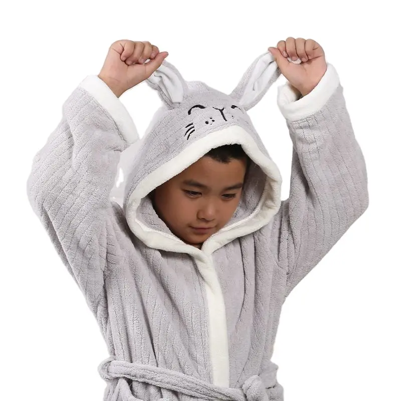Skin-friendly Super absorbent soft kids family spa Microfiber towel hooded bath robe for children