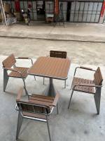 Ensemble table et chaises 4 places en bambou pour l'extérieur, protection solaire, style décontracté, pour café, salon de thé, petite table carrée, bar musical, espace de repos
