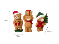 Set aus 3 Weihnachts-Stehbären-Figuren mit Roter Geschenkbox, Weihnachtsmütze und Schal, Baumdekoration für Kinderzimmer und Zuhause