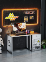 Bureau d'ordinateur de style industriel avec tiroirs et rangements en PVC pour le bureau, l'étude et les jeux