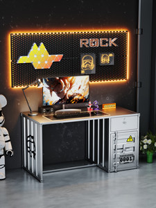 <span class=keywords><strong>Scrivania</strong></span> da Ufficio Stile Industriale con Cassetti <span class=keywords><strong>e</strong></span> Spazio di Archiviazione in PVC per Ufficio, Studio <span class=keywords><strong>e</strong></span> Gaming - Product Image 4