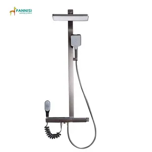 Factory Direct Contemporary Single-Handle Wall-Mounted Shower Unit with Rain Jet System Including Shower Seat Bathroom Supplier