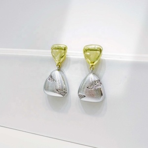 Boucles d'oreilles pendantes en argent S925 plaqué or, motif goutte d'eau, tendance, uniques, style western, cœur, fleur, mode - Product Image 2