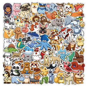100 Uds impermeable lindo Animal de dibujos animados pegatina para <span class=keywords><strong>coche</strong></span> motocicleta bicicleta equipaje decorativo <span class=keywords><strong>perro</strong></span> gato cerdo <span class=keywords><strong>pegatinas</strong></span> para chico estudiante - Product Image 4