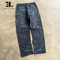 Pantalon de travail LARSUR en toile de canard épaisse, double genouillère, style charpentier, pour peintre, avec éclaboussures de peinture, en sergé tactique, pour homme