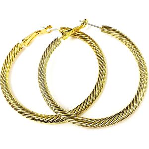 Pendientes de Aro Finos con Cable Trenzado de 50 mm, Elegantes Pendientes de Aro de Alambre - Product Image 1