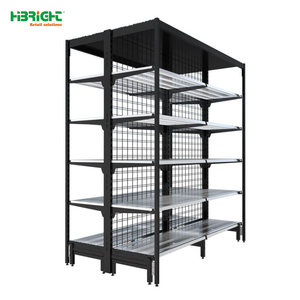 Highbright Double & Single Sided Black <b>Wire</b> Mesh Back Multi-Tier Retail Beverage Display <b>Rack</b> for Supermarket and Retail Stores - Product Image 1