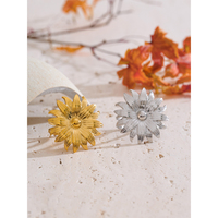 JINYOU 1648 acier inoxydable doigt bijoux en gros accessoires femmes fleur coquille ouvert réglable couleur or PVD plaqué anneau