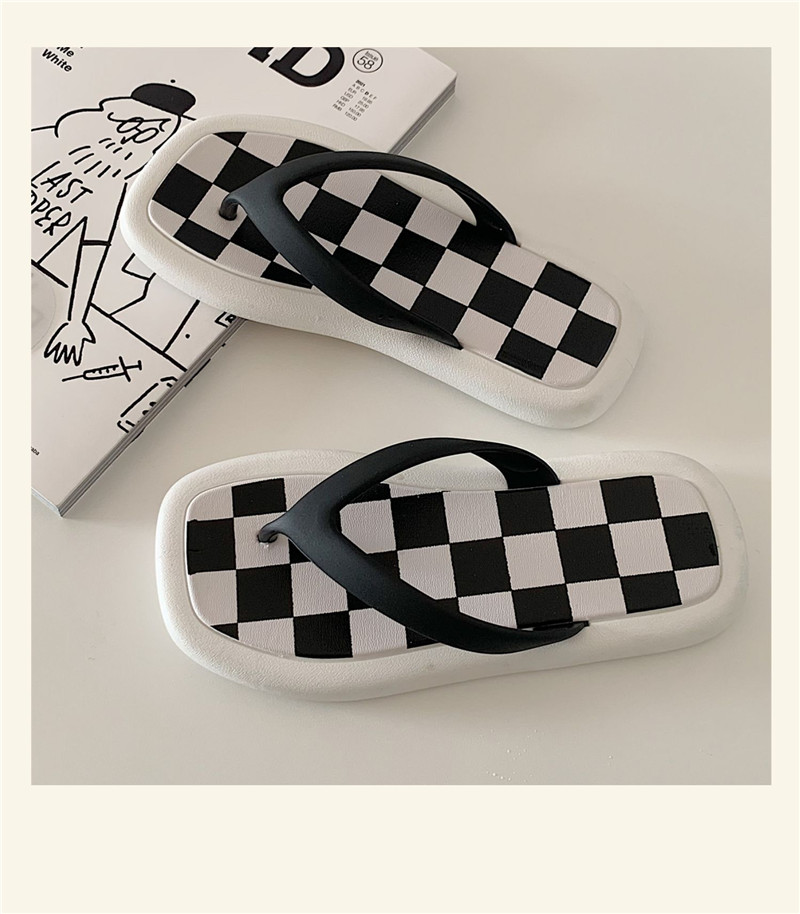 Custom Printed Flip Flops Checkerboard EVA PE Flip-flops Slippers for Mens Women