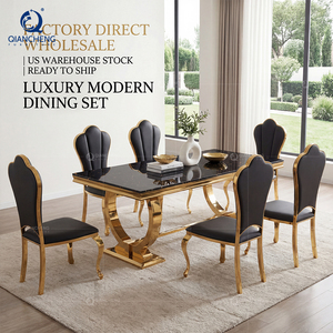 Muebles Modernos de Lujo para el Hogar, Juegos de Mesa de Comedor, Mesa de Comedor de Acero Inoxidable y Mármol - Product Image 3