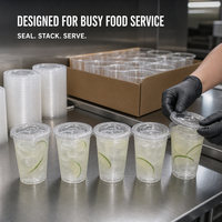 Couvercles en plastique PET anti-déversement à ouverture par poussée et tirage, transparents, avec trou pour paille, jetables, pour gobelets de boissons froides, bubble tea et jus
