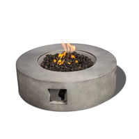 Brasero rond en béton gris clair au gaz naturel de 30 pouces, table de feu extérieure avec design écologique pour le camping et le chauffage extérieur