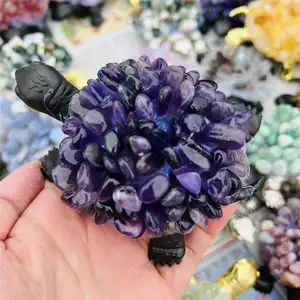 Turtle Kristal quartz stroberi amethyst kualitas tinggi alami kura-kura kerikil reiki merah muda opal kristal untuk dekorasi rumah