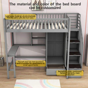 Многофункциональная Заводская поставка, современная деревянная двухъярусная кровать в стиле лофт с письменным столом и книжным шкафом для детей - Product Image 2