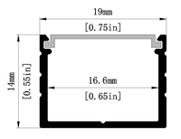 Bande LED personnalisée série 6000, profil carré en aluminium extrudé 14 mm x 19 mm, tempérage T3-T8, anodisé argent, certifié CE