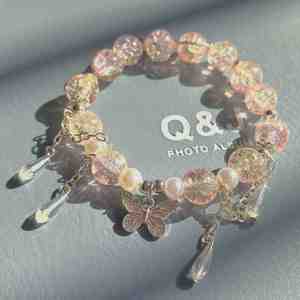 10mm Meteor Butterfly Crystal <b>Beaded</b> <b>Bracelet</b> Colorful Gradient Glass Beads Tassel Pendant Stretch <b>Bracelet</b> - Product Image 5