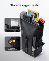 Mochila para Portátil Unisex RollTop de 22-26.8L, de Poliéster, con Compartimento Principal Abatible 180°, Cierre Impermeable, para Viaje