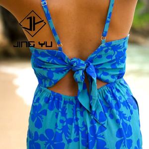 Mono con Tirantes de Diseño Personalizado OEM, Holgado, Elegante, Estampado, Informal, Playero, Hawaiano, para Mujer - Product Image 6