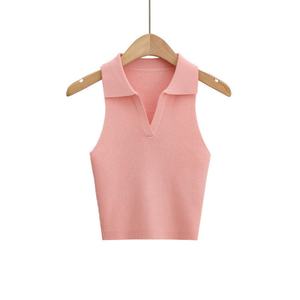 Camiseta de Tirantes de Punto Transpirable de Verano para Mujer, Camiseta sin Mangas Corta Informal, Acanalada y Moderna - Product Image 1