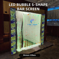 Meuble de bar moderne mobile à LED, écran mural décoratif en acrylique en forme de S avec bulles d'eau, vente chaude