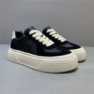 Genuine Leather Low Top Sneakers Men Thick Sole Casual Sport Shoes - Product Image 1