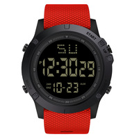 Montre numérique de sport pour homme à prix avantageux, chronomètre, lumineuse, résistante à l'eau 3BAR, bracelet en TPU souple, dos en résine, rétroéclairage, alarme électronique