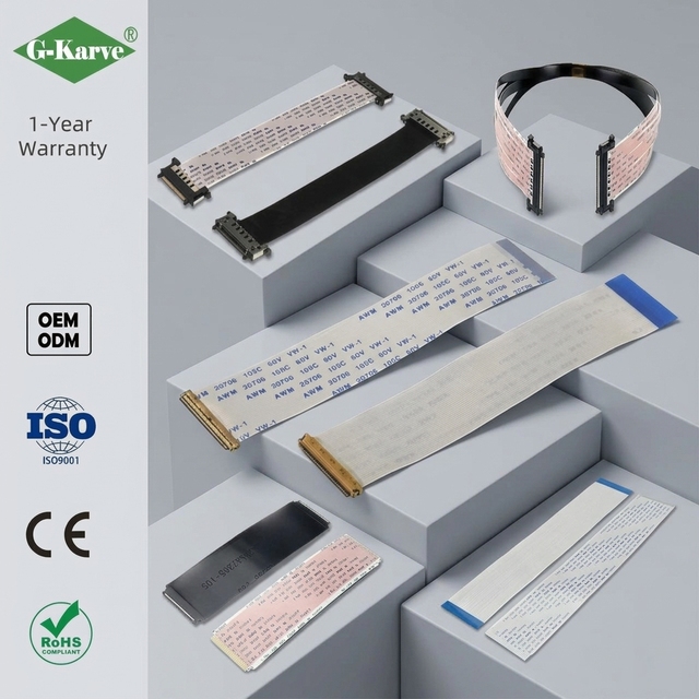 Custom FFC/FPC Flexible Flat Cable with I-PEX Connector, 0.5mm Pitch, LVDS/EDP Screen Cable for LCD Display & Camera Module