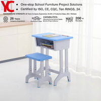 Ensemble de bureau et chaise d'école moderne pour salle de classe, en plastique PP durable, hauteur réglable, léger et écologique