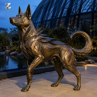 Sculpture de Berger Allemand en Bronze, Artisanat Métallique, Moulage Réaliste, Statue Animale Écologique pour Entrée de Villa, Jardin et Parc