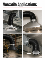 Tuyau flexible en PVC avec doublure en aluminium, renforcé par fil spiralé noir, pour ventilation, collecte d'air et évacuation CVC, conception graphique