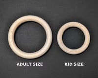 Anillos de gimnasia de madera de abedul para niños Entrenador de suspensión ajustable con correa de nailon para entrenamiento físico en gimnasios