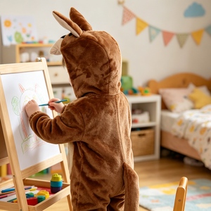 Combinaison en polaire pour tout-petit, style kangourou, pour l'automne, l'hiver, Halloween, le carnaval, les jeux, les spectacles, avec capuche, déguisement animal - Product Image 3