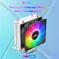Refroidisseur CPU SNOWMAN à 2 Caloducs PWM 4 Broches, Radiateur PC RGB 90mm pour Intel LGA 1700 1200 115X AM4, Ventilateur de Refroidissement CPU Silencieux